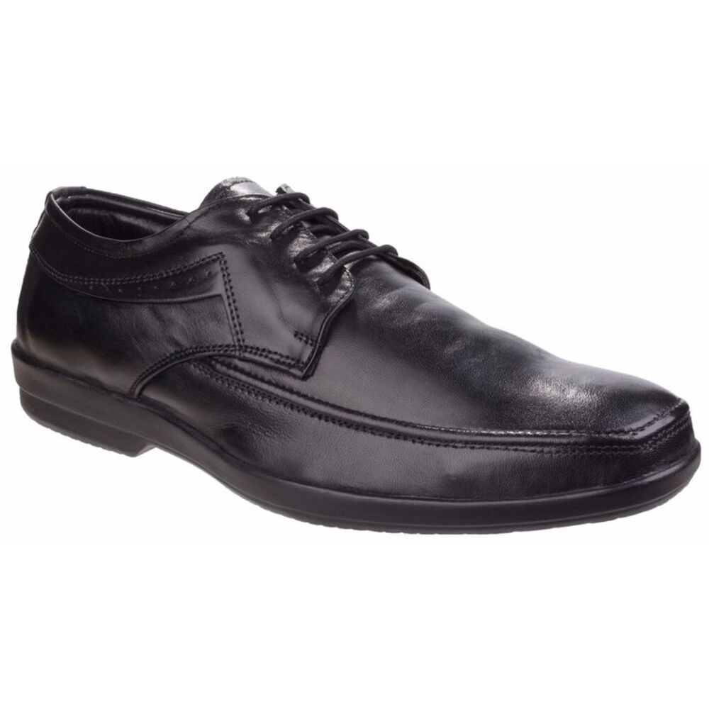 Fleet & Foster Mens Dave Apron Toe Oxford Formal Shoes / Black